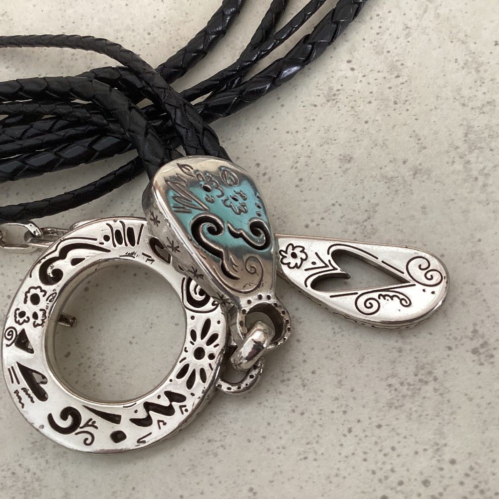Cool Brighton leather belt with silver dangle design..